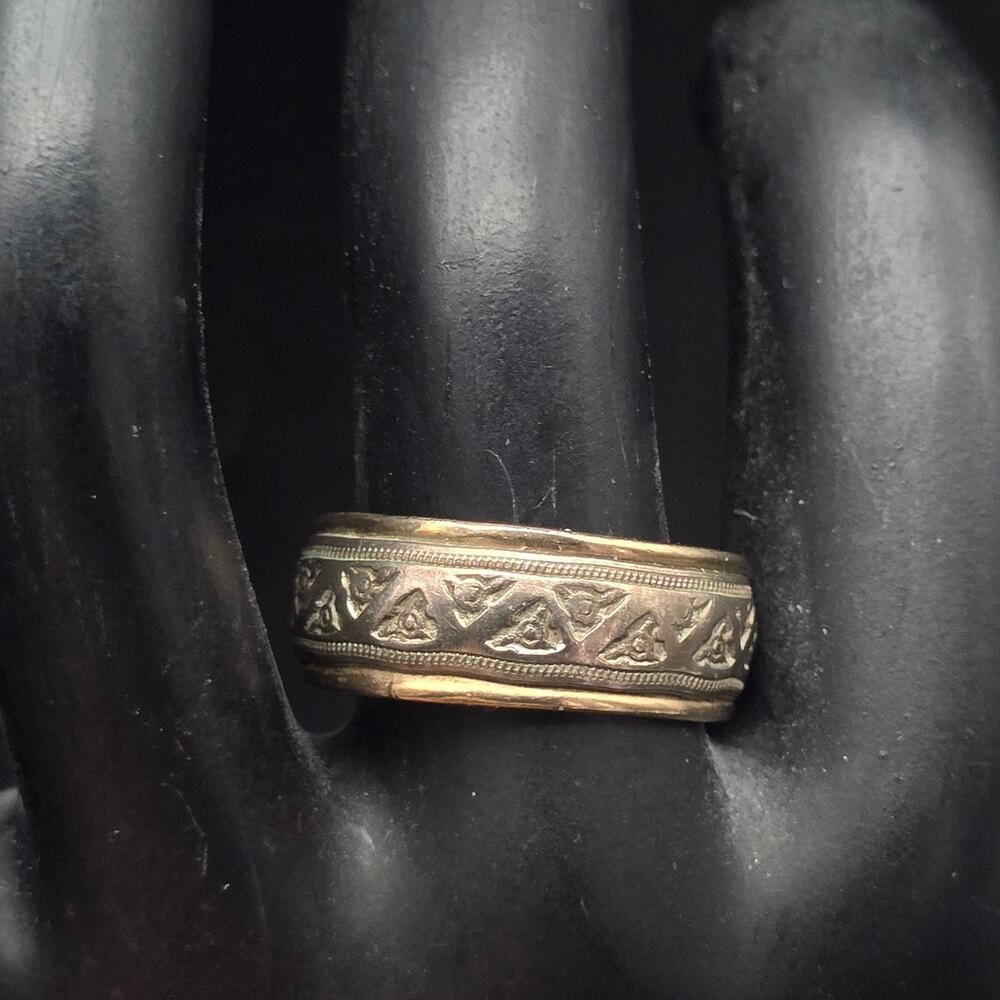 Vintage 10K Gold Filled Silver Overlay Ring Size 8.5 Band